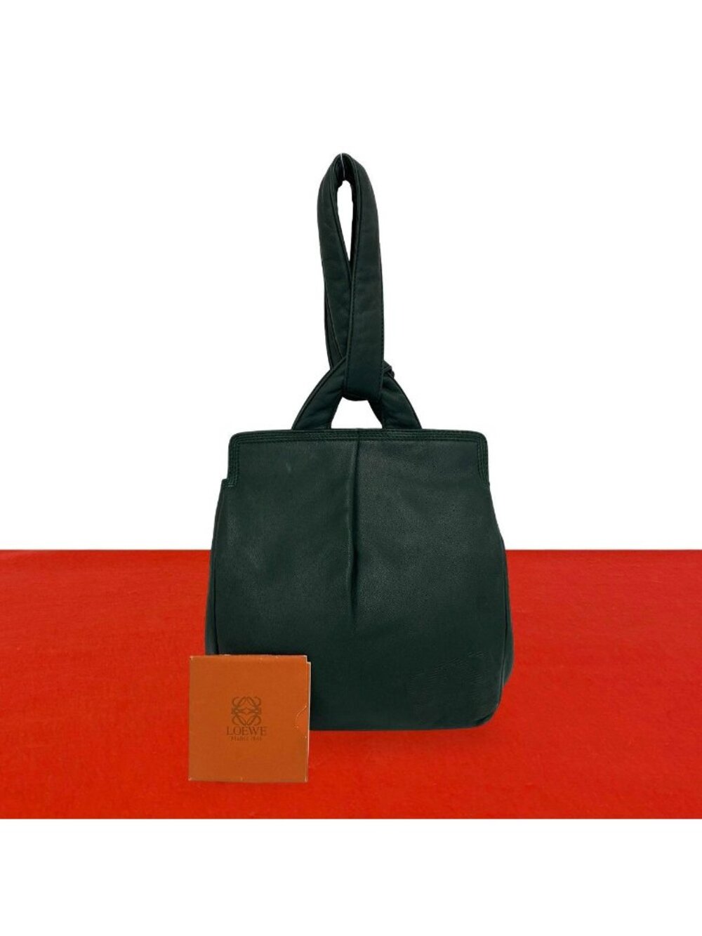 Loewe Vintage Anagram Logo Nappa Leather Handbag Mini Tote Green